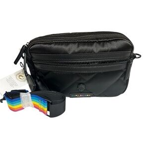 NWT Kurt Geiger Black Quilted Nylon Crossbody Bag